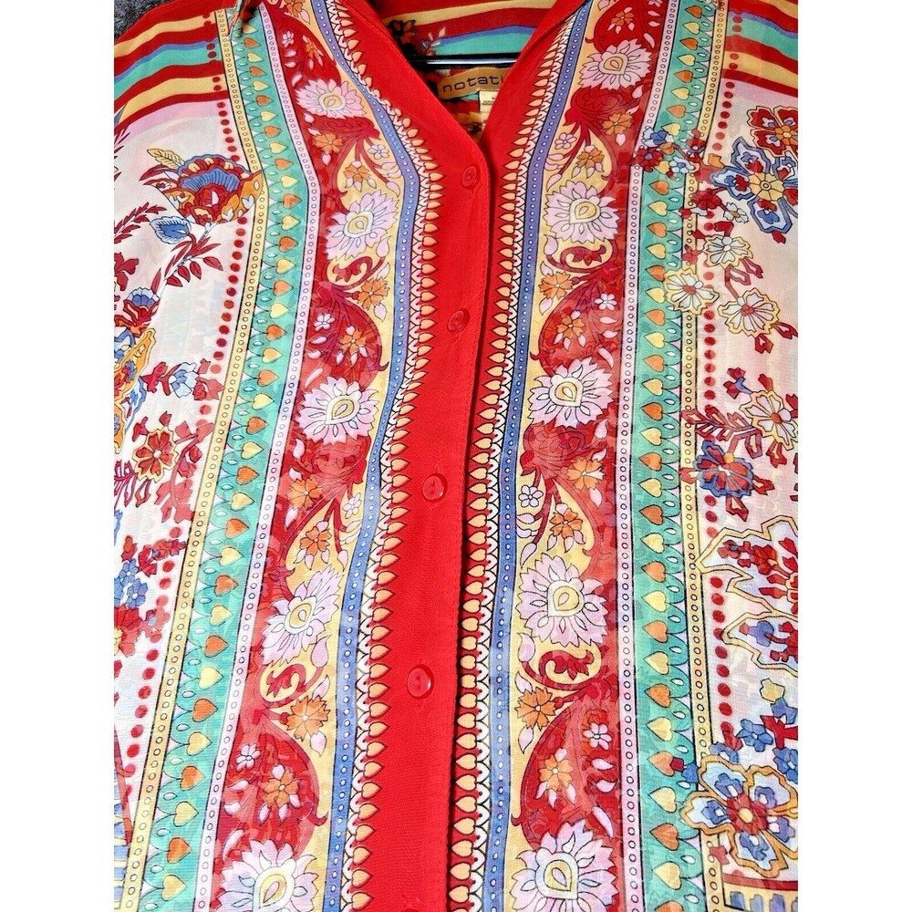Notations 2-Piece Set Bohemian Floral Paisley Print Blouse & Tank Top Size Small - Picture 13 of 16